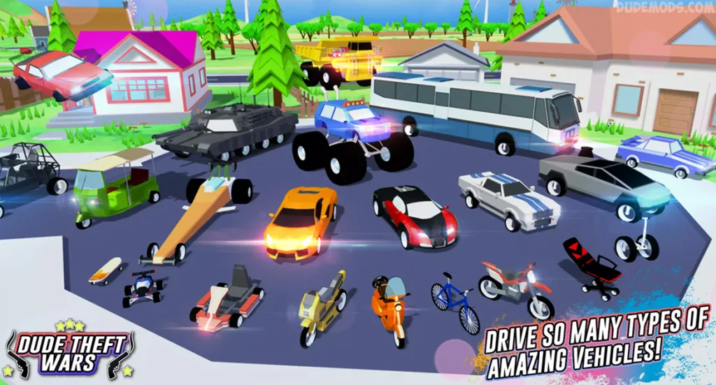 vehicles of dude theft wars mod apk